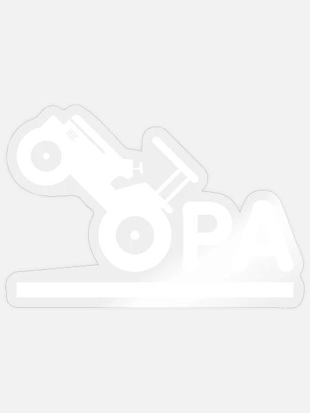 Opa mit Traktor – Weiß - Sticker Größe S (10 x 10 cm) - Transparent glänzend