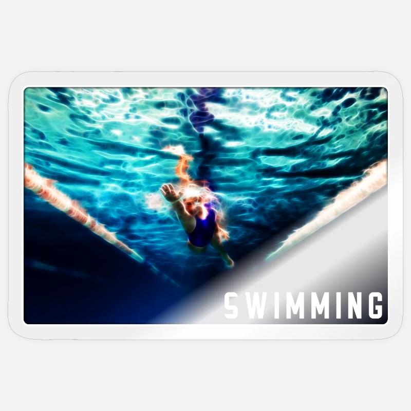 Natation - conception - Sticker taille S (10 x 10 cm) - brillant transparent
