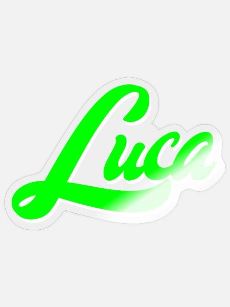 Luca Leuchtender Neon-Lettering Schriftzug - Sticker Größe S (10 x 10 cm) - Transparent glänzend