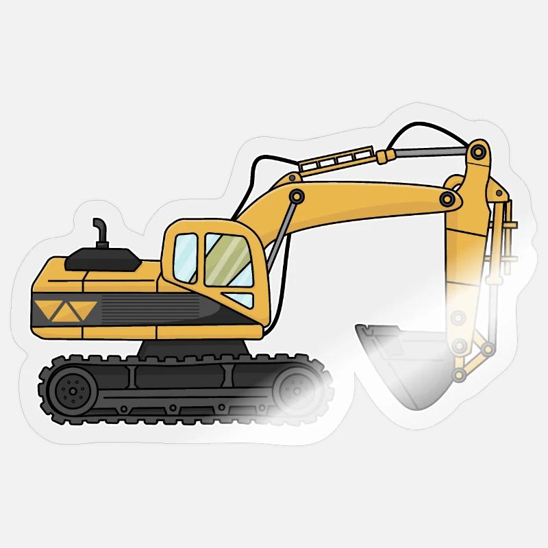 Escavatore da cantiere - Sticker formato S (10 x 10 cm) - trasparente lucido