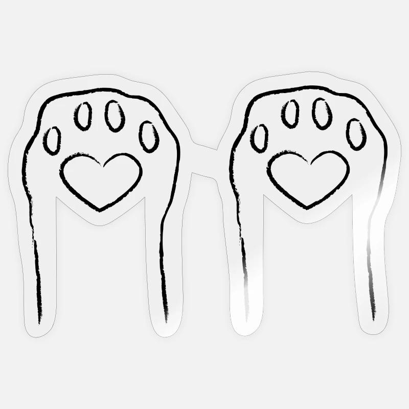 Pattes de chat - Sticker taille S (10 x 10 cm) - brillant transparent