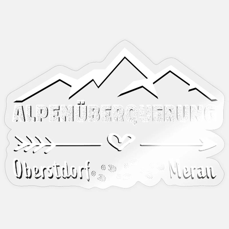 Alpenüberquerung E5 Oberstdorf Meran Sticker Größe S (10 x 10 cm)