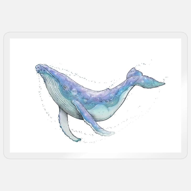 Buckelwal - Sticker Größe S (10 x 10 cm) - Transparent glänzend