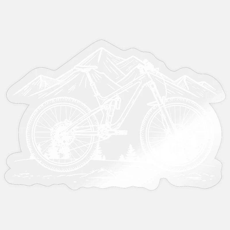 Mountainbiking Zeichnung - Sticker Größe S (10 x 10 cm) - Transparent glänzend