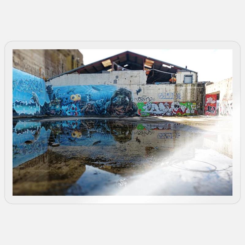 Urban Reflections – Blue Graffiti Sticker size S (10 x 10 cm)