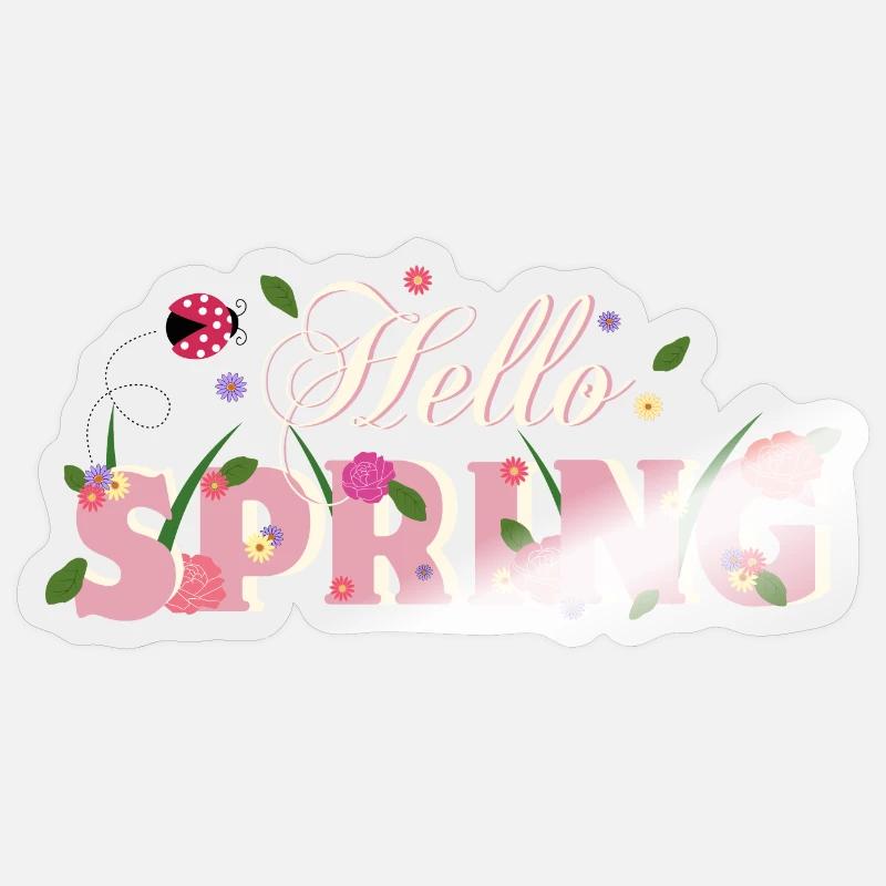 hello spring - Sticker size S (10 x 10 cm) - transparent glossy