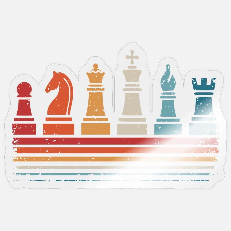Échecs Pièces d’échecs rétro Joueur d’échecs - Sticker taille S (10 x 10 cm) - brillant transparent