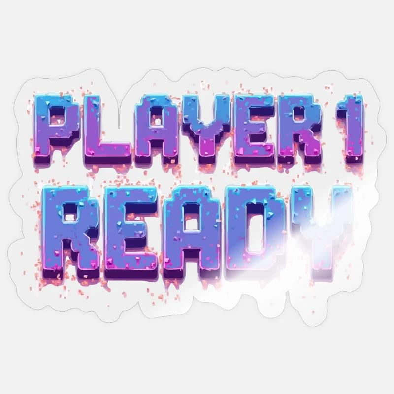 Player 1 Ready - Sticker Größe S (10 x 10 cm) - Transparent glänzend