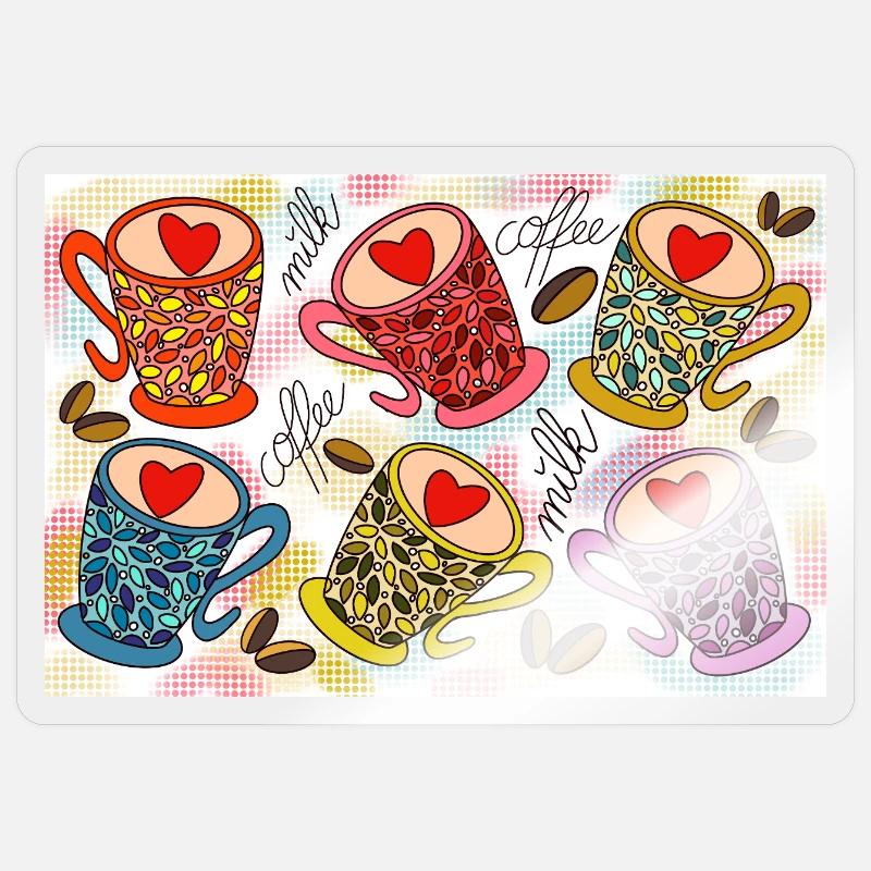 Lebendige Kaffeetassen Muster - Sticker Größe S (10 x 10 cm) - Transparent glänzend