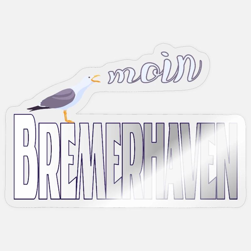 Bremerhaven Möwe & Moin Design - Sticker Größe S (10 x 10 cm) - Transparent glänzend