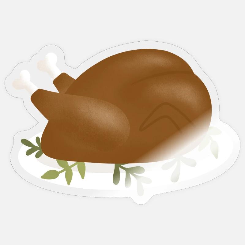 Crispy Roast Turkey Illustration - Sticker size S (10 x 10 cm) - transparent glossy