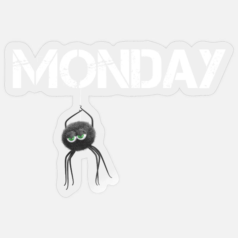 Monday Spider - Sticker Größe S (10 x 10 cm) - Transparent glänzend