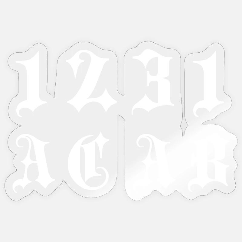 Monogramme gothique 1231 - Sticker taille S (10 x 10 cm) - brillant transparent