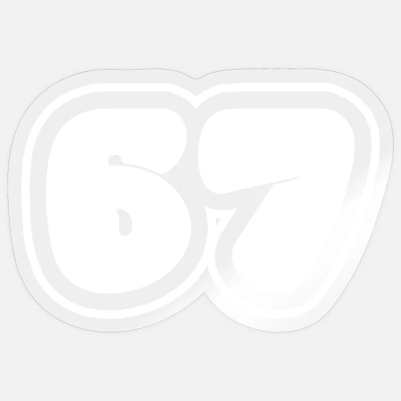 67 Nummer - Sticker Größe S (10 x 10 cm) - Transparent glänzend