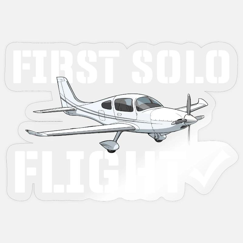 Erster Solo-Flug Humor-Pilotenstudent - Sticker Größe S (10 x 10 cm) - Transparent glänzend
