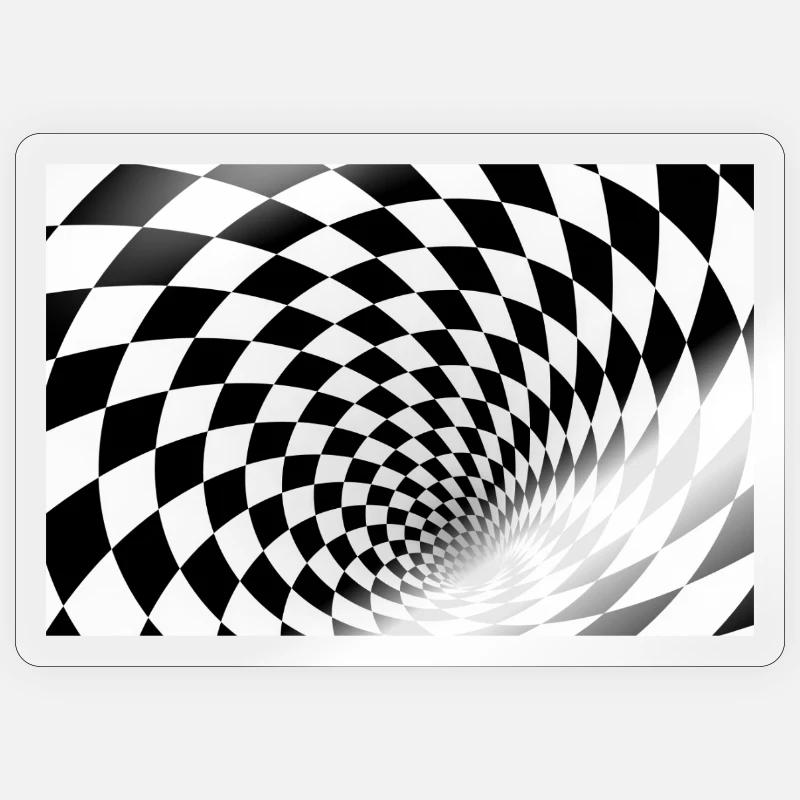 Hypnotische Schachbrettspirale - Sticker Größe S (10 x 10 cm) - Transparent glänzend