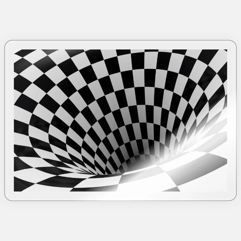 Vortex damier noir et blanc Sticker taille S (10 x 10 cm)