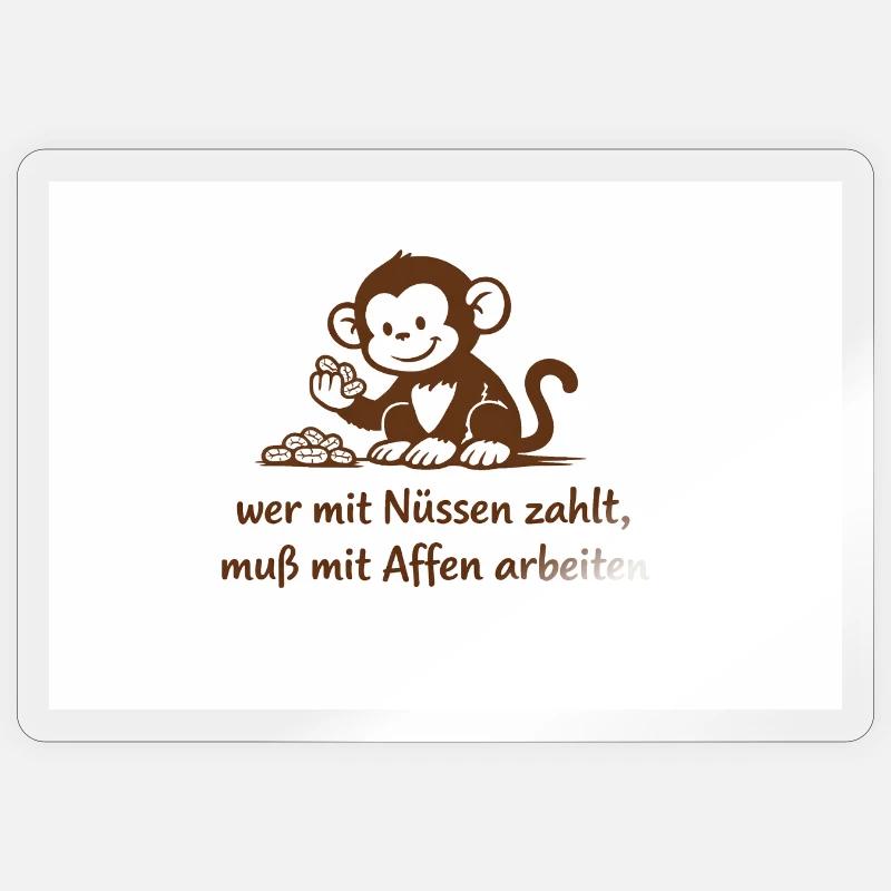 Arbeiteraffe_mit_Erdnuessen - Sticker taille S (10 x 10 cm) - brillant transparent