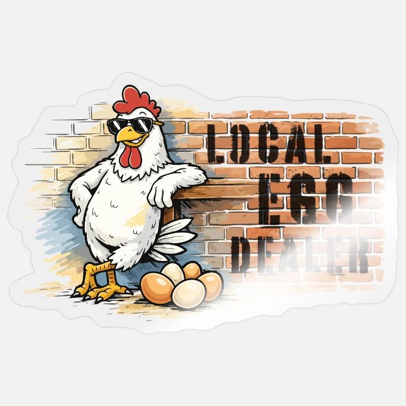 Poulet dans le style graffiti - Sticker taille S (10 x 10 cm) - brillant transparent