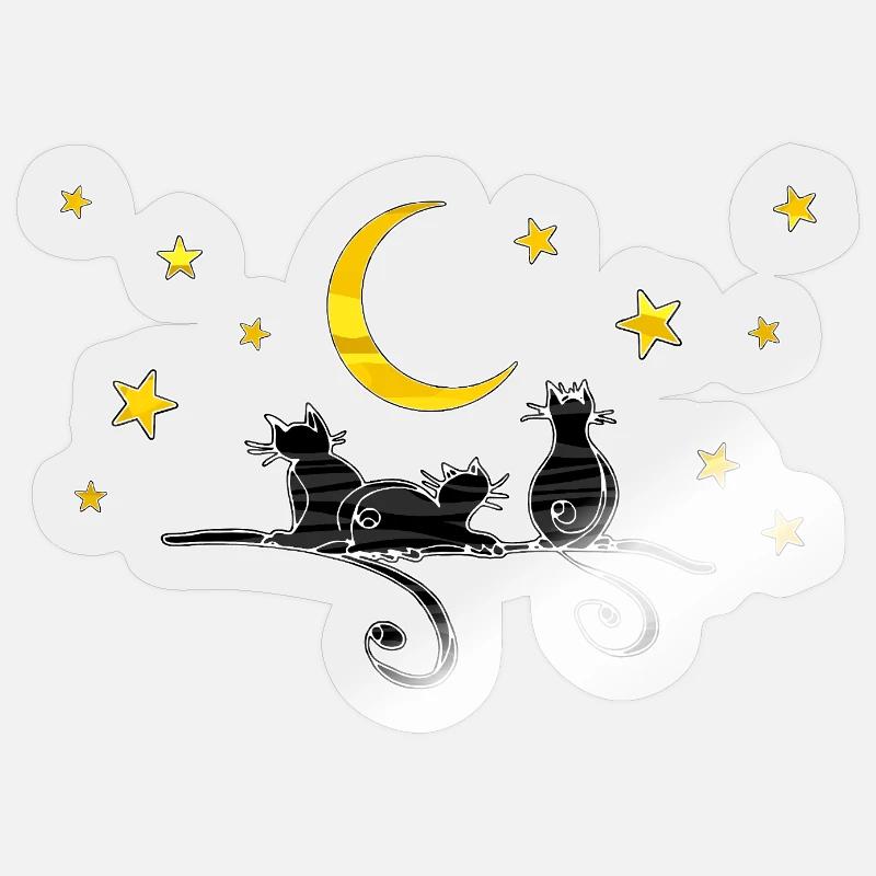 Chats - Sticker taille S (10 x 10 cm) - brillant transparent