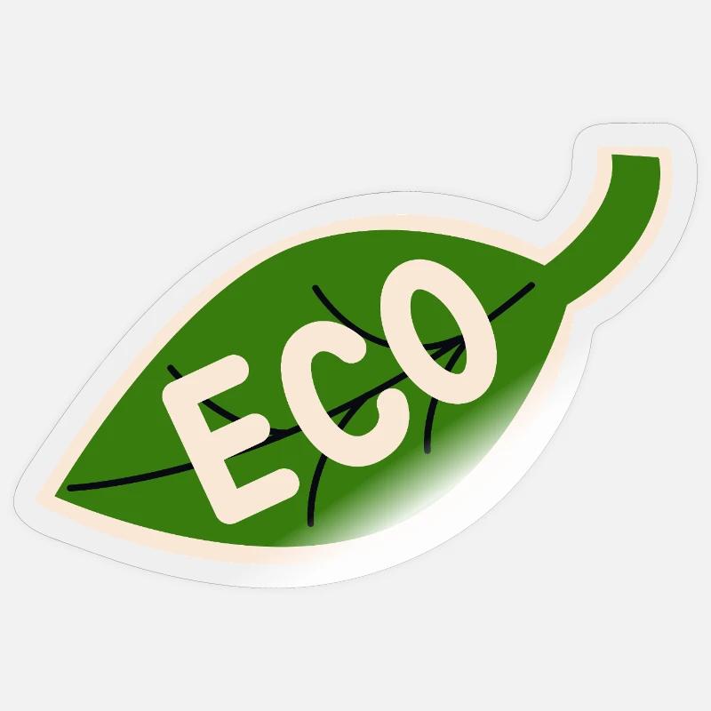 Eco Leaf Emblem - Minimal Nature - Sticker size S (10 x 10 cm) - transparent glossy