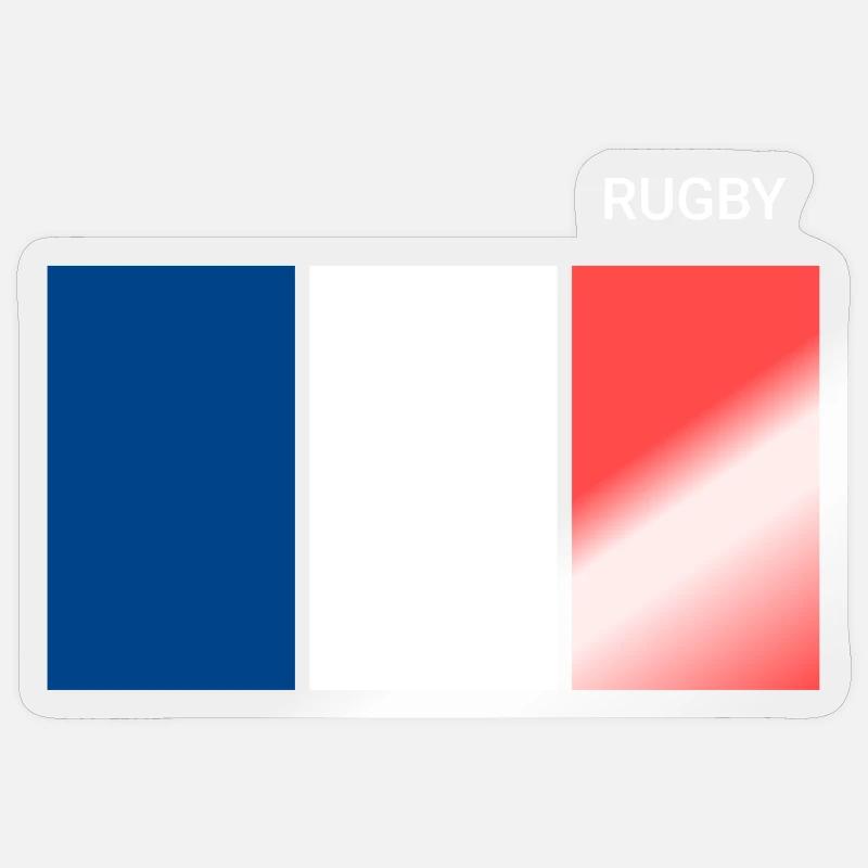 Rugby Drapeau Français - Sticker taille S (10 x 10 cm) - brillant transparent