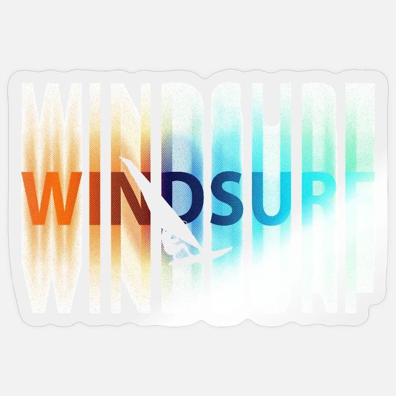 Schriftzug_bunt_windsurfen - Sticker Größe S (10 x 10 cm) - Transparent glänzend