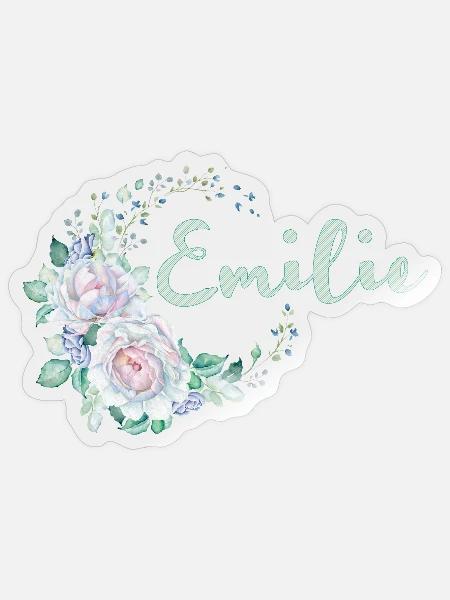 Emilie Blumenkranz Namensdesign - Sticker Größe S (10 x 10 cm) - Transparent glänzend