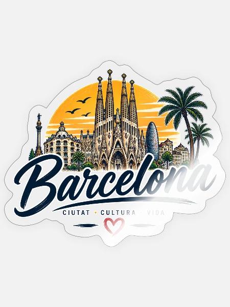 Barcelona – Ciutat, Cultura & Vida - Sticker Größe S (10 x 10 cm) - Transparent glänzend