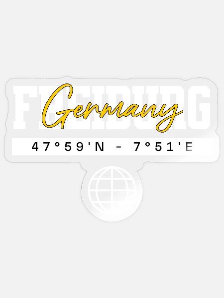 Freiburg Deutschland Koordinaten Reise Souvenir - Sticker Größe S (10 x 10 cm) - Transparent glänzend