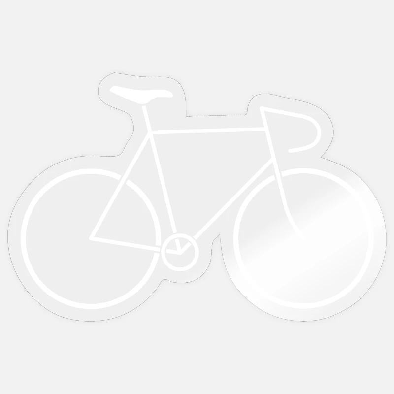 Vélo de route blanc - Sticker taille S (10 x 10 cm) - brillant transparent