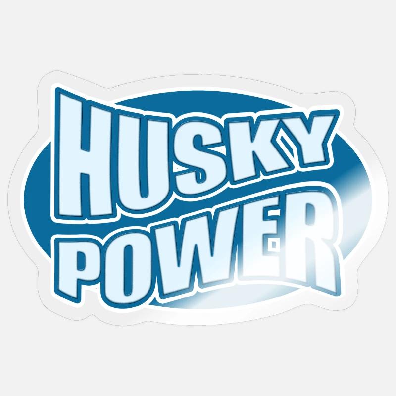 Husky Power Typo-Design - Sticker Größe S (10 x 10 cm) - Transparent glänzend