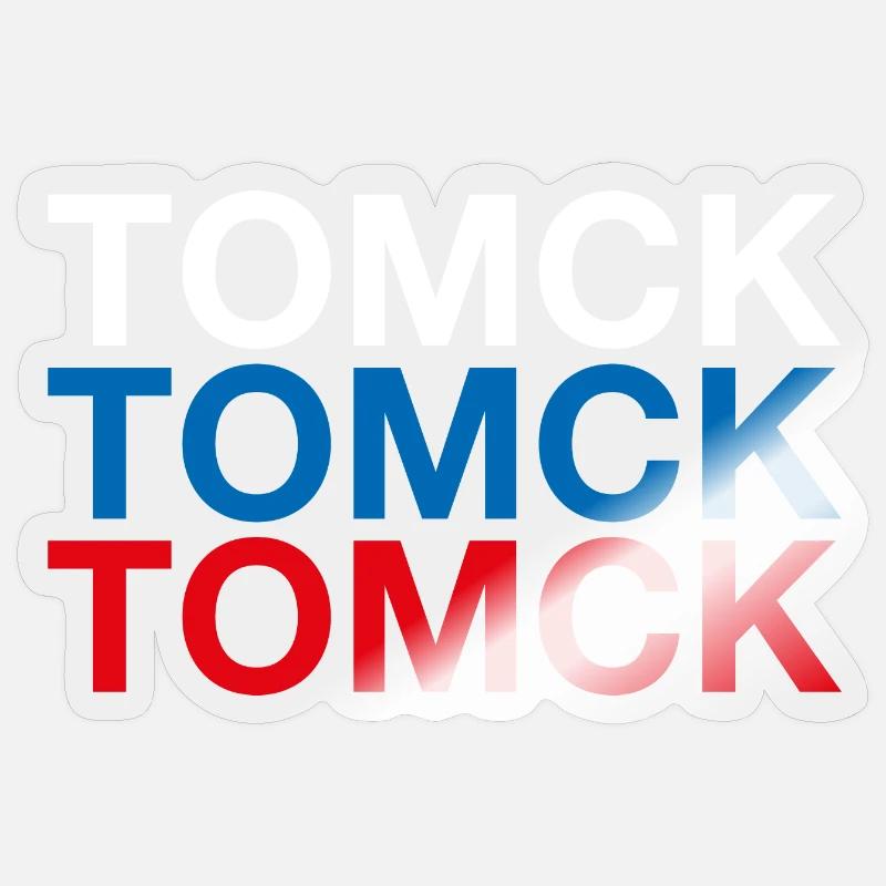 TOMSK Russie Cyrillique Drapeau russe - Sticker taille S (10 x 10 cm) - brillant transparent
