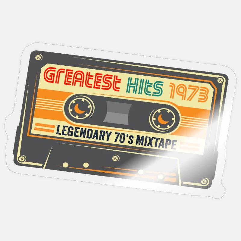 Greatest Hits 1973 Geburtstag Kassette Tape Design - Sticker Größe S (10 x 10 cm) - Transparent glänzend