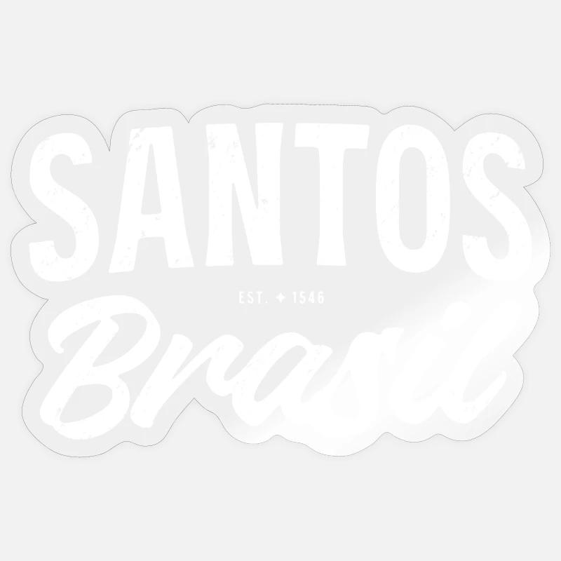 Lettrage Santos Brasil - Sticker taille S (10 x 10 cm) - brillant transparent