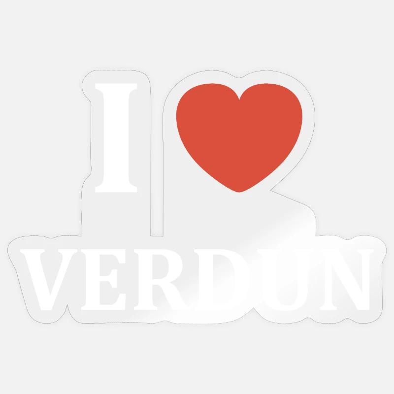 i love verdun - Sticker taille S (10 x 10 cm) - brillant transparent