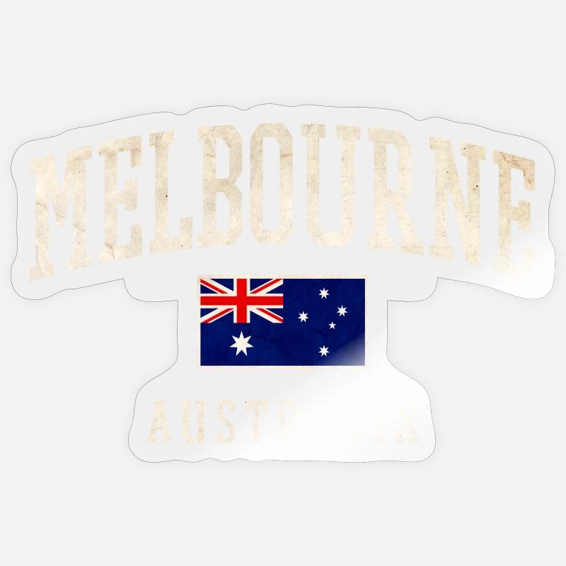 Melbourne, Australie, Design avec drapeau - Sticker taille S (10 x 10 cm) - brillant transparent