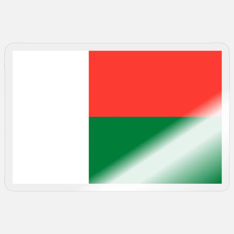 Drapeau de Madagascar - Sticker taille S (10 x 10 cm) - brillant transparent