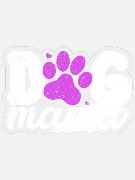 Hundemama Pfotenabdruck in Pink - Sticker Größe S (10 x 10 cm) - Transparent glänzend