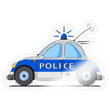 Polizeiauto Police Blau - Sticker Größe S (10 x 10 cm) - Transparent glänzend - Vorne