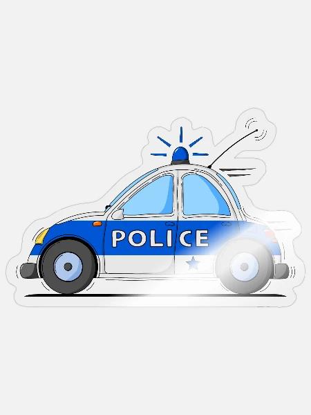 Polizeiauto Police Blau - Sticker Größe S (10 x 10 cm) - Transparent glänzend