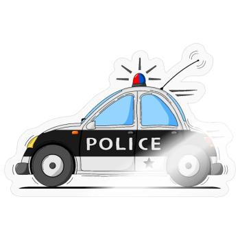 Polizeiauto Police Schwarz - Sticker Größe S (10 x 10 cm) - Transparent glänzend - Vorne