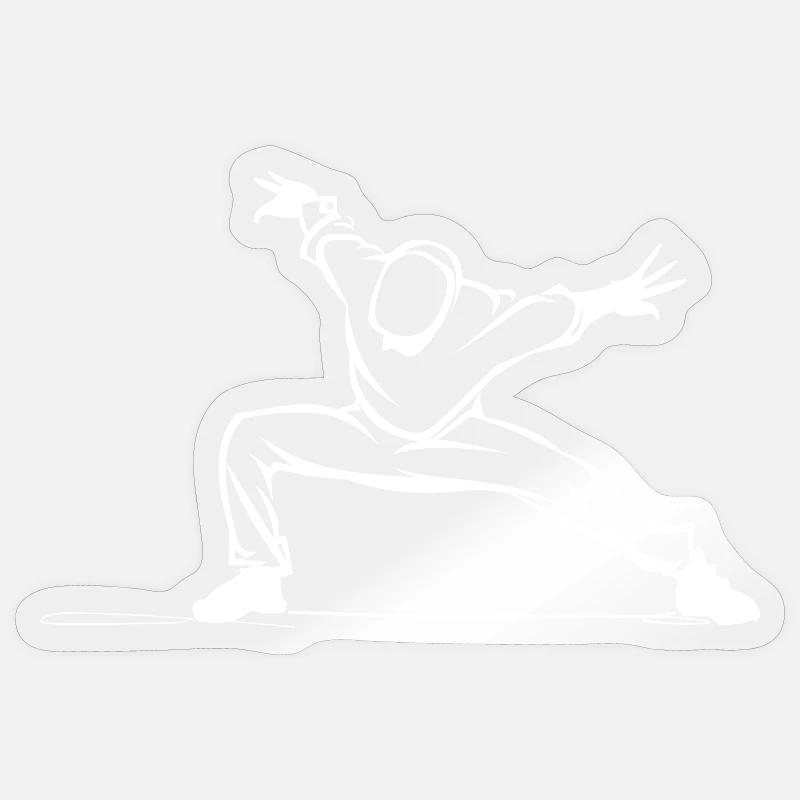 Dessin de breakdancer - Sticker taille S (10 x 10 cm) - brillant transparent