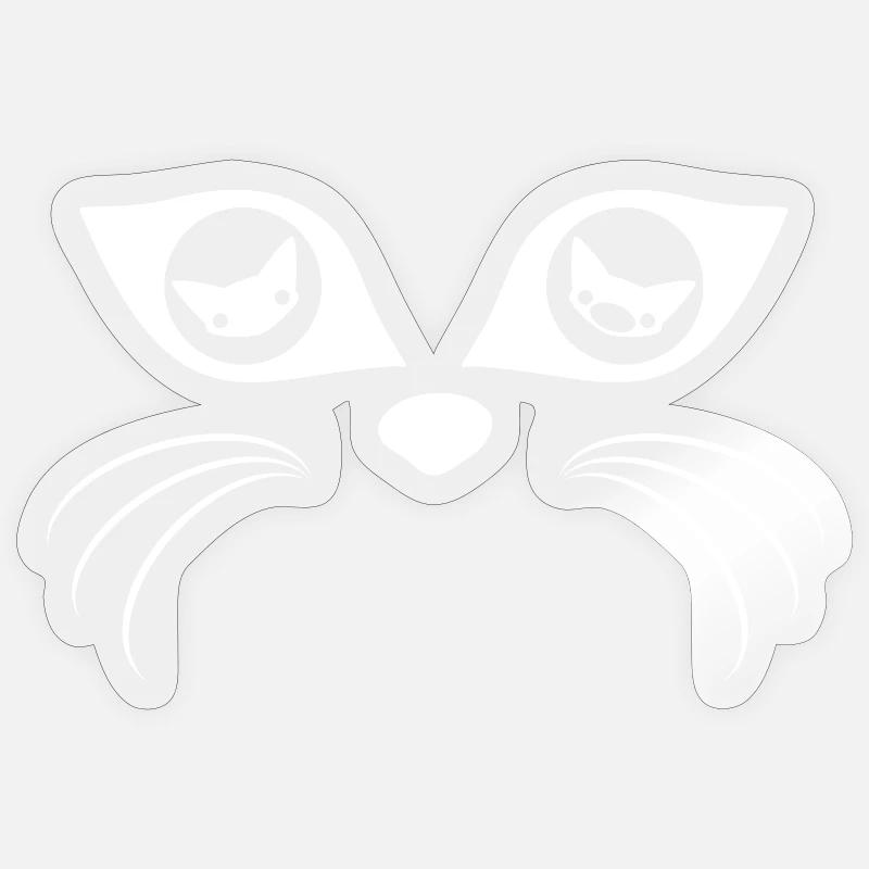 Yeux de chat (blancs) - Sticker taille S (10 x 10 cm) - brillant transparent