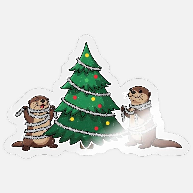 Arbre de Noël Otter Sticker taille S (10 x 10 cm)