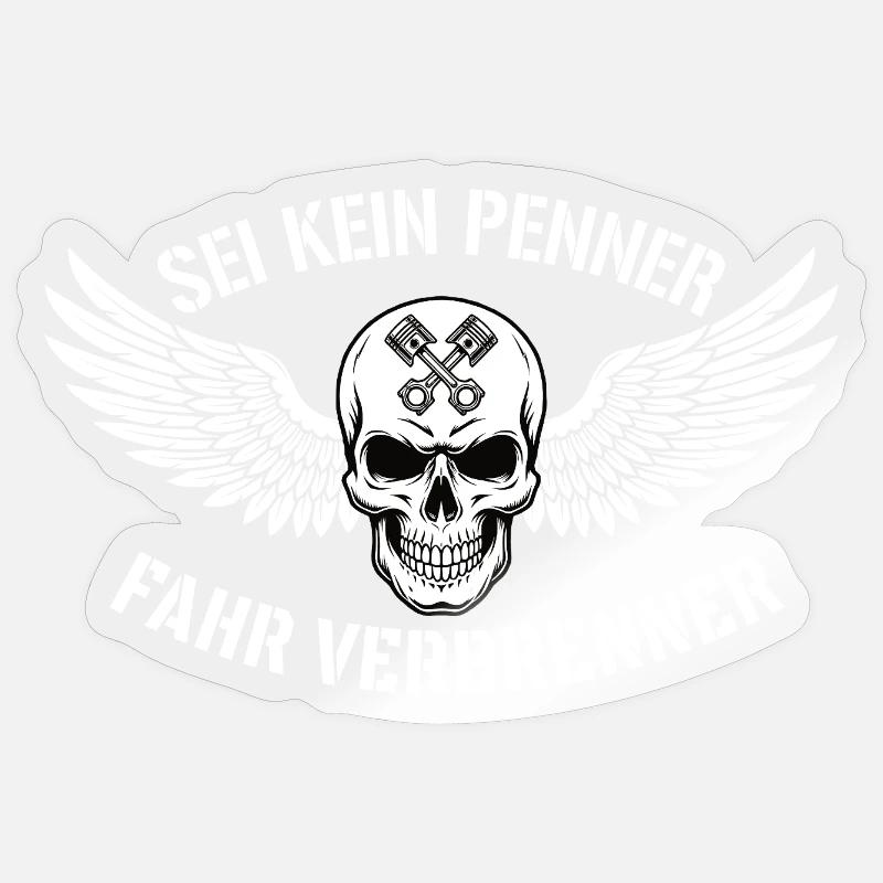 Ride Combustion Engine – Biker Skull Statement - Sticker size S (10 x 10 cm) - transparent glossy