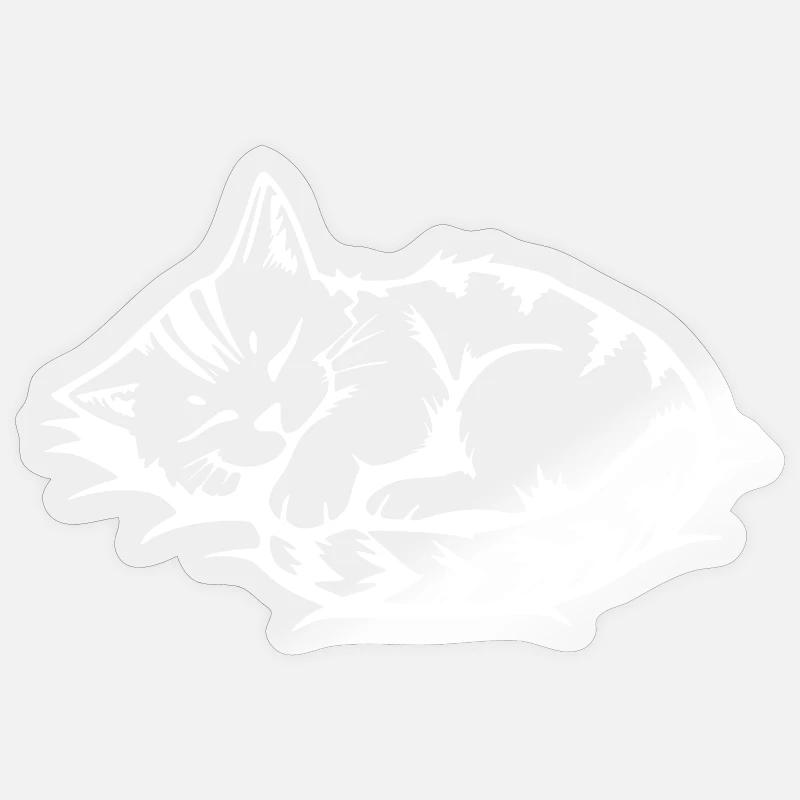 Sleeping Cat White - Sticker size S (10 x 10 cm) - transparent glossy