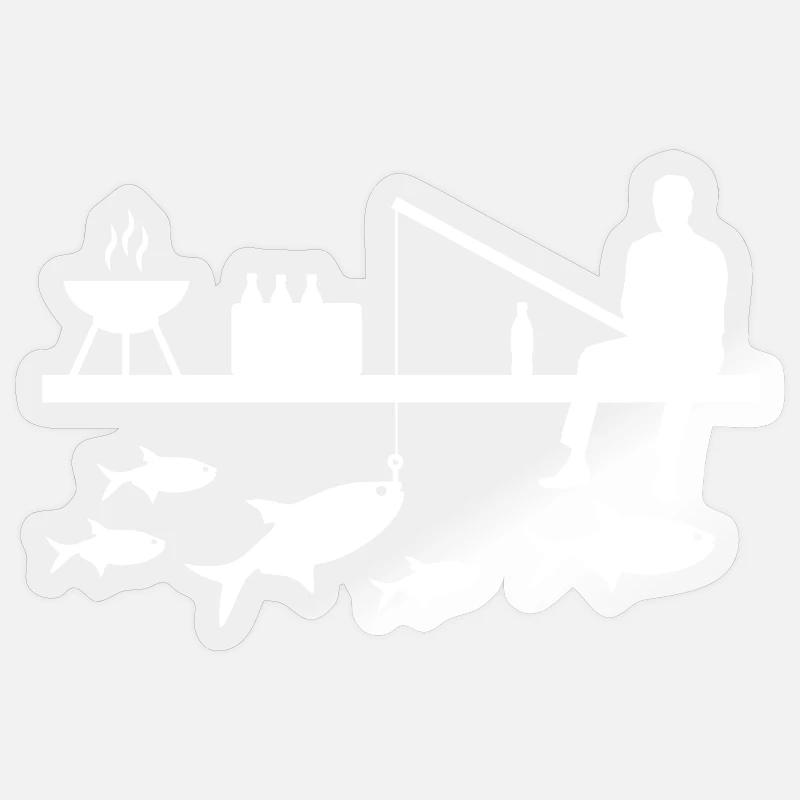 Pêche - Sticker taille S (10 x 10 cm) - brillant transparent