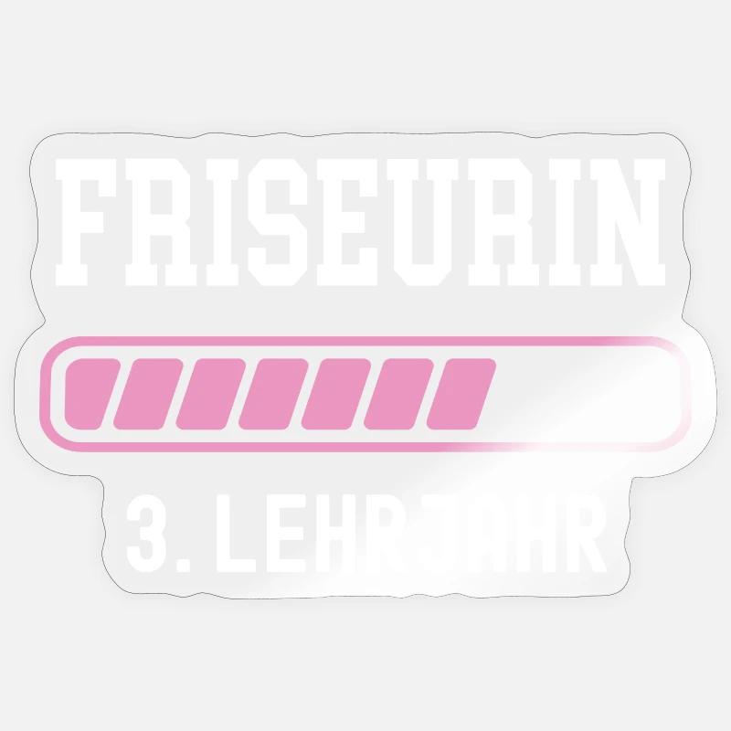 Apprentissage de coiffeur de coiffeur de 3 ans Apprentissage de coiffeur - Sticker taille S (10 x 10 cm) - brillant transparent