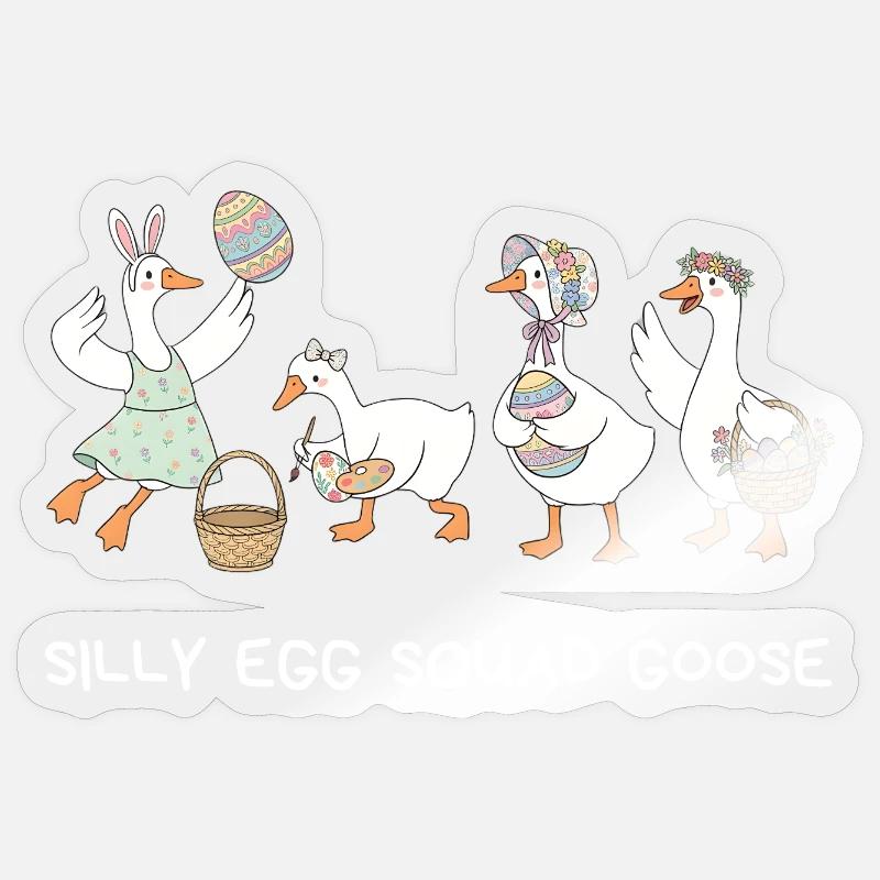 Silly Egg Squad Goose Ostern - Sticker Größe S (10 x 10 cm) - Transparent glänzend